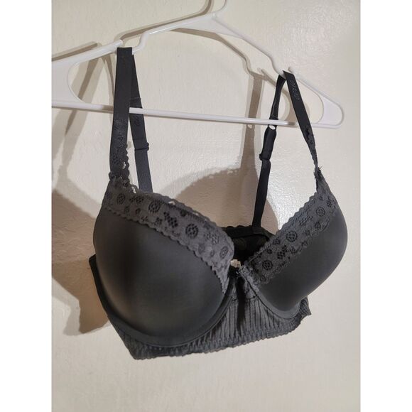 EUC Aerie 34DDD Black Lined Real Happy Demi Lined Underwire Lace Bra 4 Hook Back - Picture 2 of 8